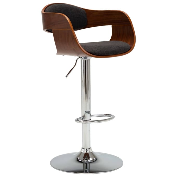 vidaXL - Barstoelen - 2 - st - gebogen - hout - en - stof - grijs