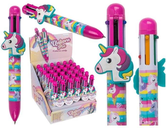 Unicorn 6-kleuren balpen ca. 14cm