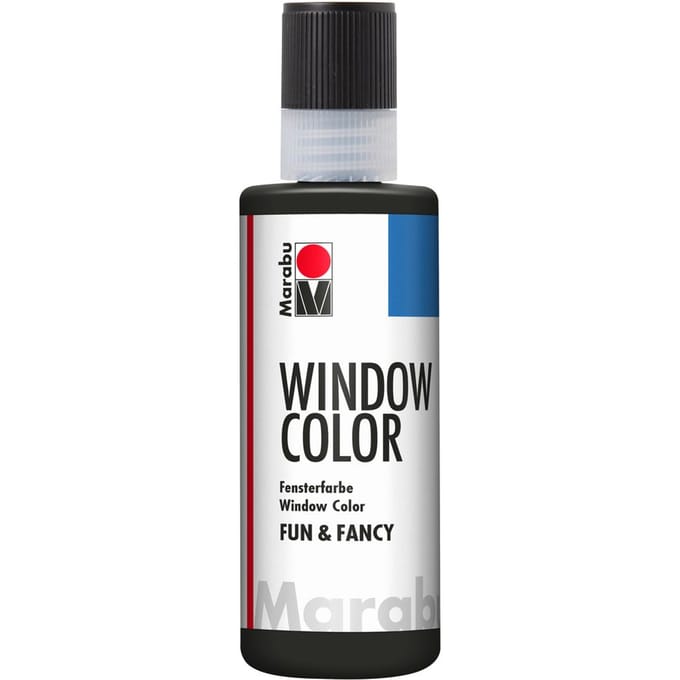 Sticker- en glasverf zwart op waterbasis 80ml - Fun & Fancy