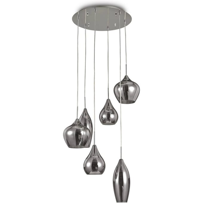 Ideal Lux Soft hanglamp 6-lamps chroom/rook