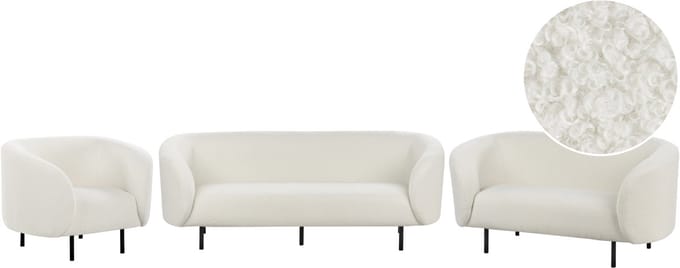 LOEN - Woonkamerset - Wit/Zwart - Bouclé