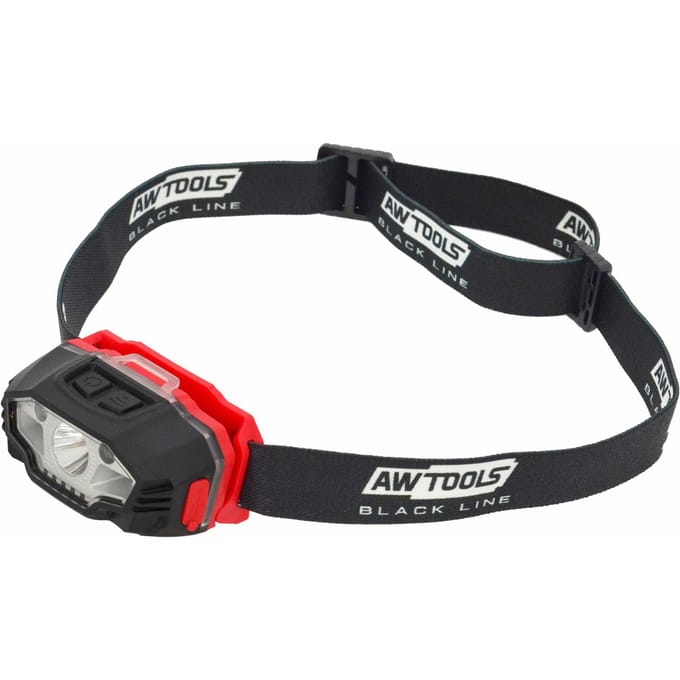 Awtools Black Line - LED Hoofdlamp - 6 Functies - USB Oplaadbaar - Bewegingssensor