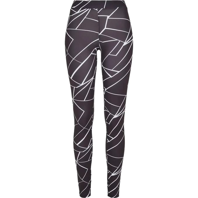 Urban Classics - AOP geometric Legging - S - Zwart