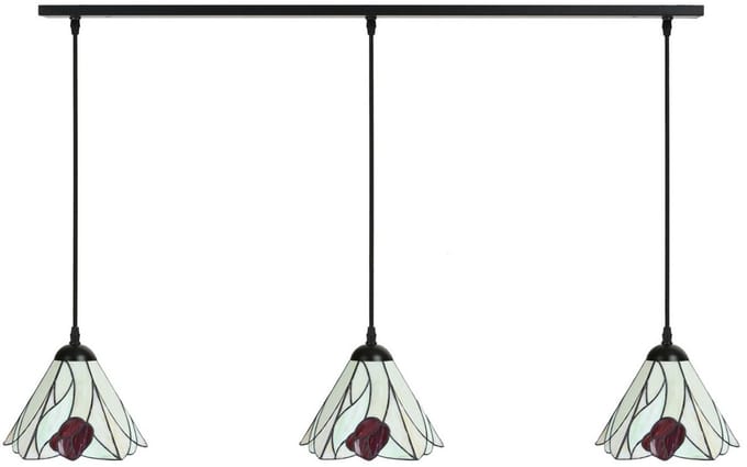 3 x Tiffany Tulip lampen aan plafondbalk - Art Deco Trade