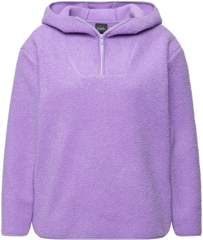 Ulla Popken - Dames - Teddy-pullover pluche capuchon lange mouwen - Blauwe lila - Maat 46+