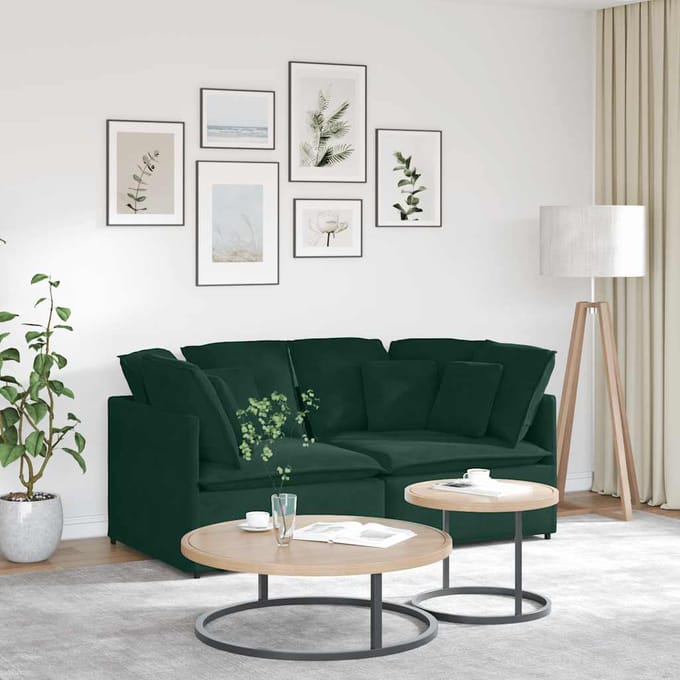 vidaXL - Modulaire - bank - met - kussens - fluweel - donkergroen