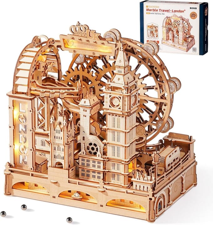 3D Houten Puzzel Balbaan Model met LED Verlichting - Architectuur Modelbouw Set