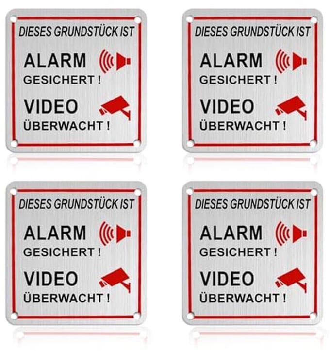 Videobewakingswaarschuwingsbord - 4 stuks - Zelfklevend - 10 x 10 cm