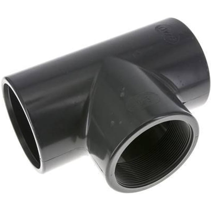 PVC T-Stuk Lijmmof 90mm x Binnendraad Rp3 ''