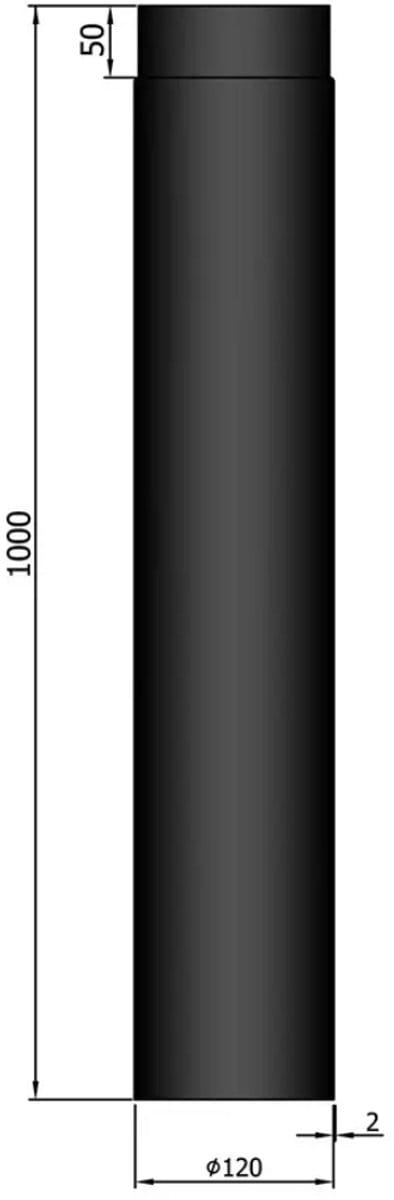 Kachelpijp Ø120 lengte 1000mm - staal 2mm - zwart