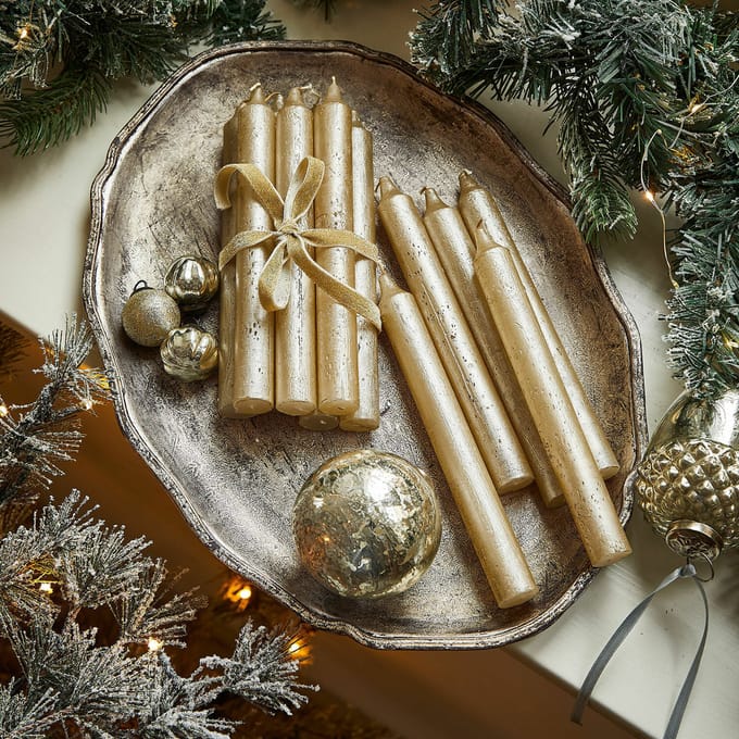 LOBERON Kaars set van 12 Bauceau goudkleurig