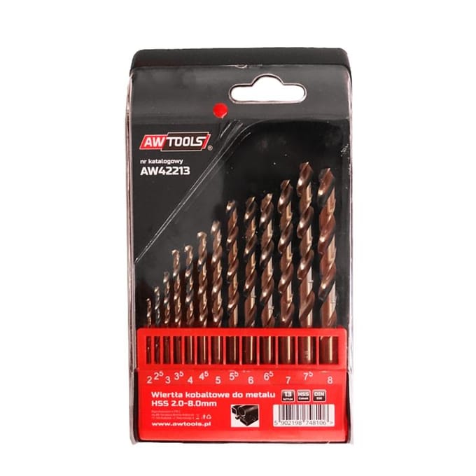 Awtools - Kobalt Boor Set - 13 Stuks - 2-8 mm - Hoge Precisie