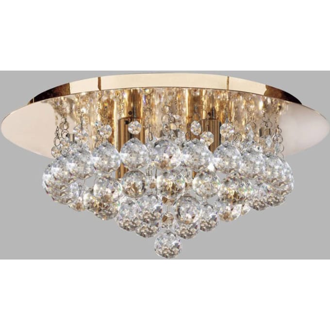 Searchlight Hanna plafondlamp met kristallen bollen, 35 cm goud
