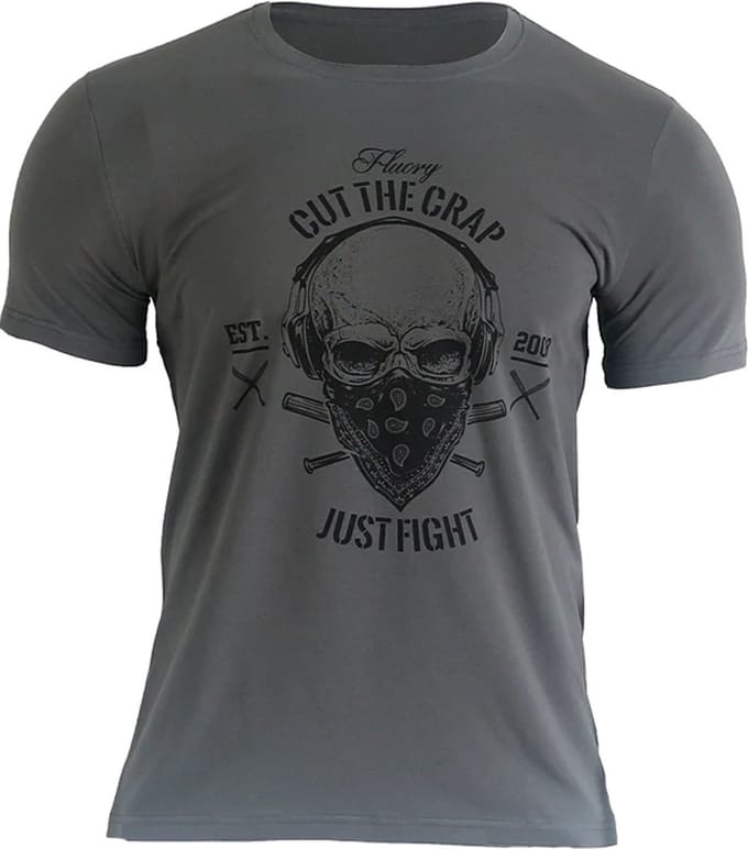 Fluory Cut the Crap Just Fight T-shirt Grijs - M