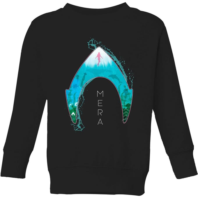 Aquaman Mera Logo kindertrui - Zwart - 122/128 (7-8 jaar)