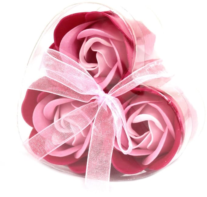 Zeep bloemen - roze rozen - 6 setjes van 3 rozen