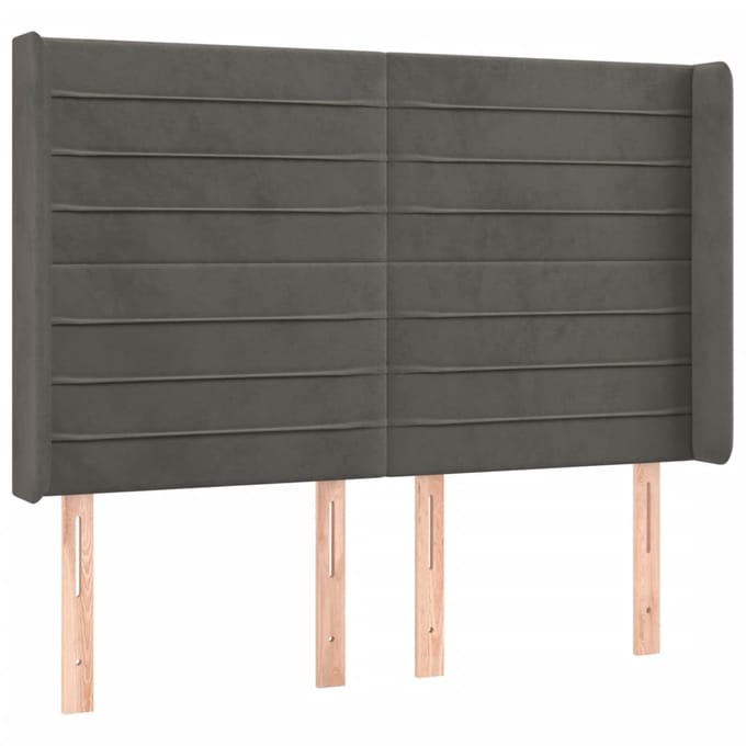 vidaXL - Hoofdbord - LED - 147x16x118/128 - cm - fluweel - donkergrijs