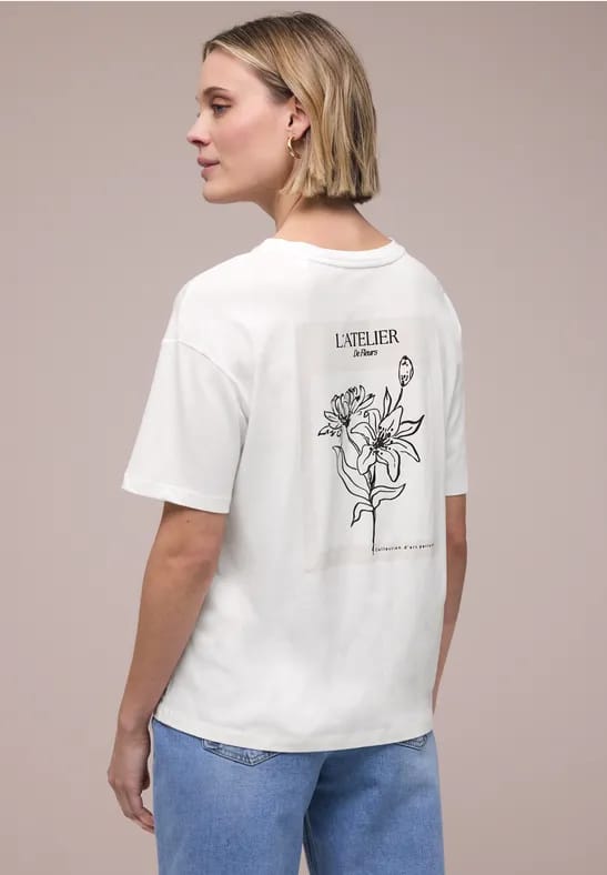Shirt met ronde hals en opdruk op de rug