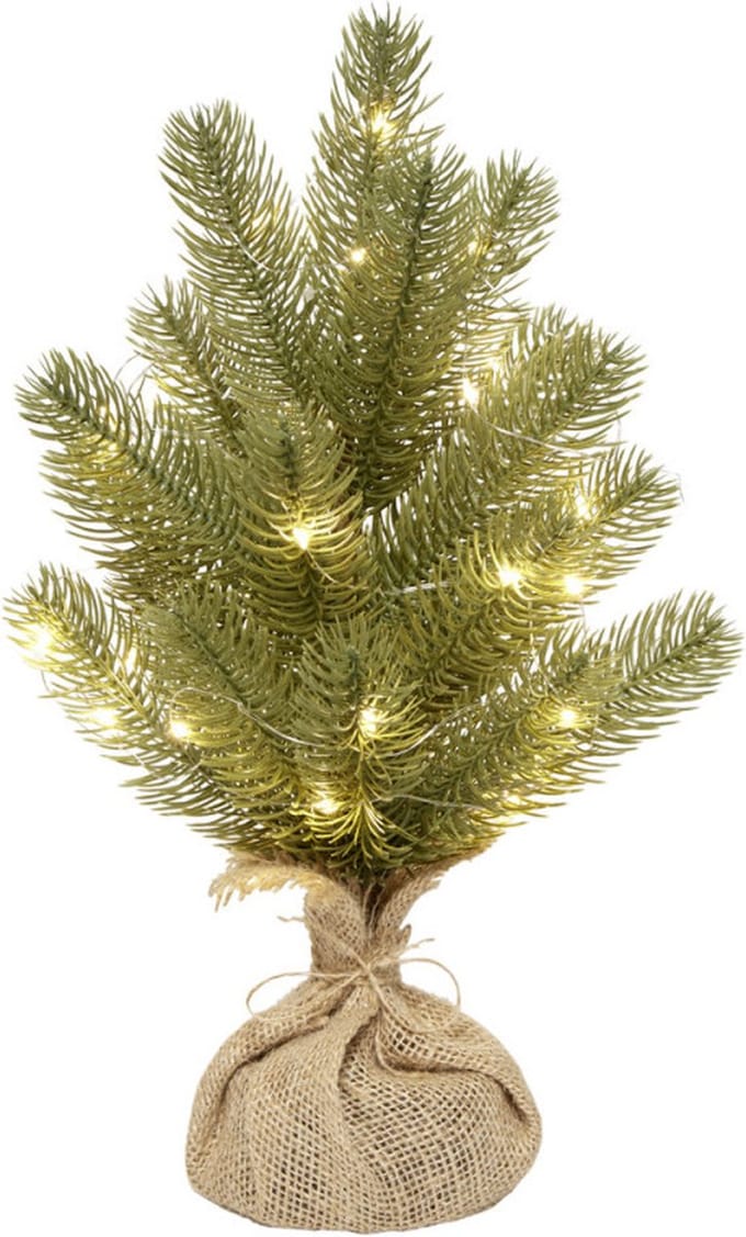 Kunstmatige dennenboom - inclusief verlichting 30 warm wit MicroLED - groen - H35 cm
