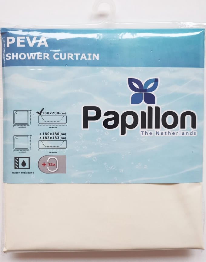 Papillon - Douchegordijn - PEVA - 180x200 cm - Vanille