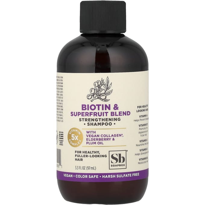 Soapbox, Versterkende Shampoo, Biotine & Superfruit, 3.3 fl oz (97 ml) white