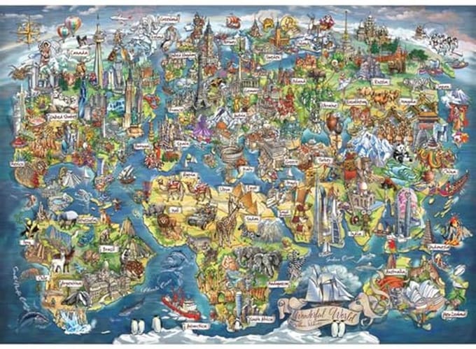 Puzzel 3000 Stukken: Wereldkaart