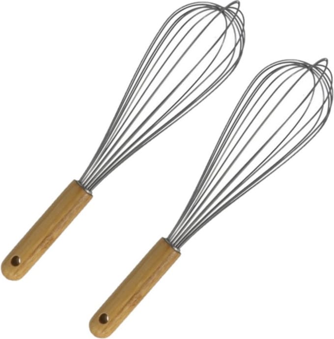 2x stuks gardes/kloppers RVS met bamboe handvat 30 cm - Keukengardes