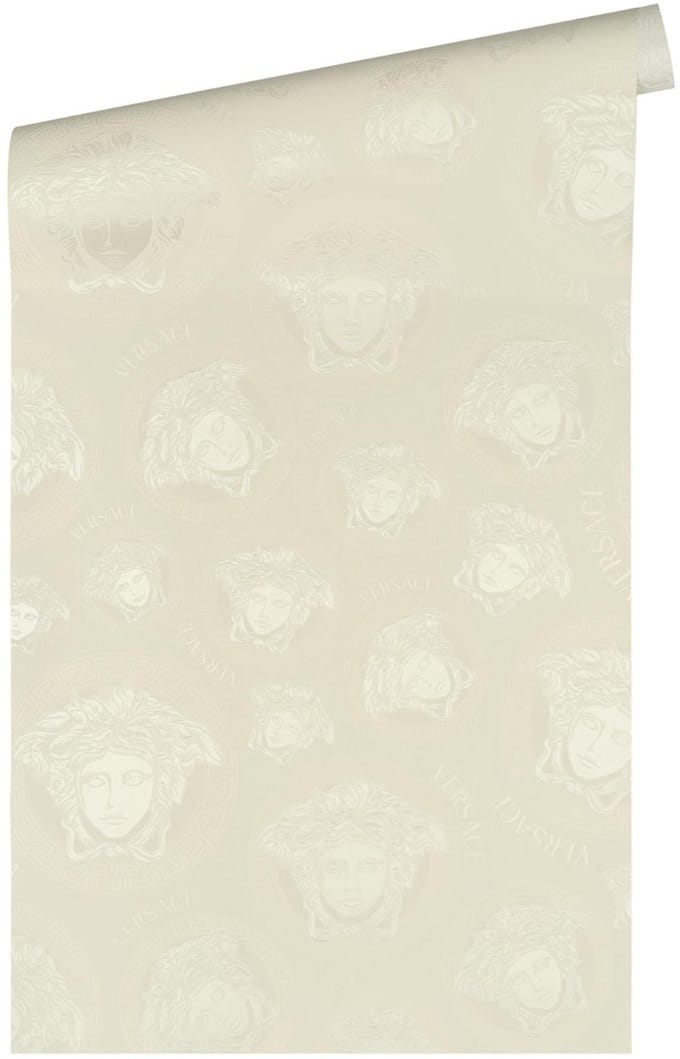 "MEDUSA HOOFD" SATIJN GLANZEND BEHANG | Design - crème wit - A.S. Création Versace 5