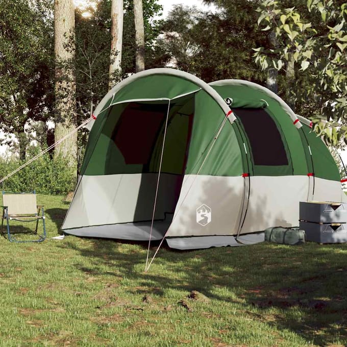 Vidaxl Tente de Camping, 4 Personnes, Tunnel, Vert, Imperméable