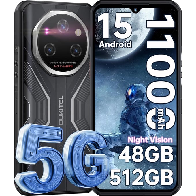 OUKITEL WP55 Pro 5G Mobiele Telefoon 48GB+512GB/2TB 11000mAh 6.6  Scherm 108MP Android 15