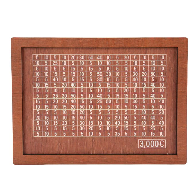 Coffret d'épargne en bois avec compteur, objectif de 3 000 euros brown