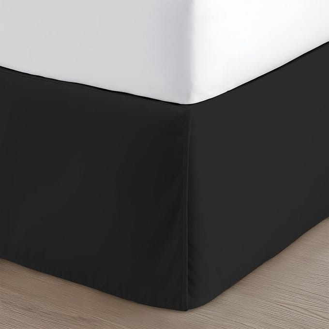 Bedrok Queen - Bedrok met Split - Slaapkamer Decoratie - Geplooid Ontwerp - 45 cm Vallengte - Zwart