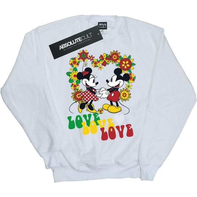 Disney Dames/Dames Mickey en Minnie Mouse Hippie Love Sweatshirt (Wit)