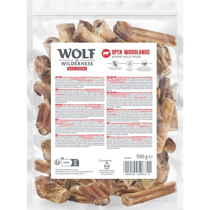 Wolf of Wilderness runderpensstukken "Open Woodlands" - 3 x 500 g