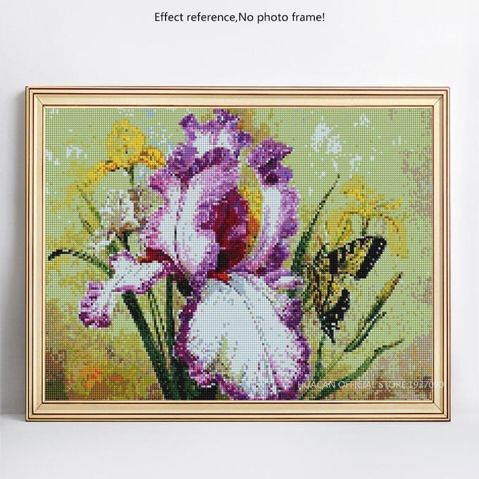 Strass Fleur Peinture Diamant Ronde Complète Vente Broderie Diamant Point de Croix 20X30CM beige