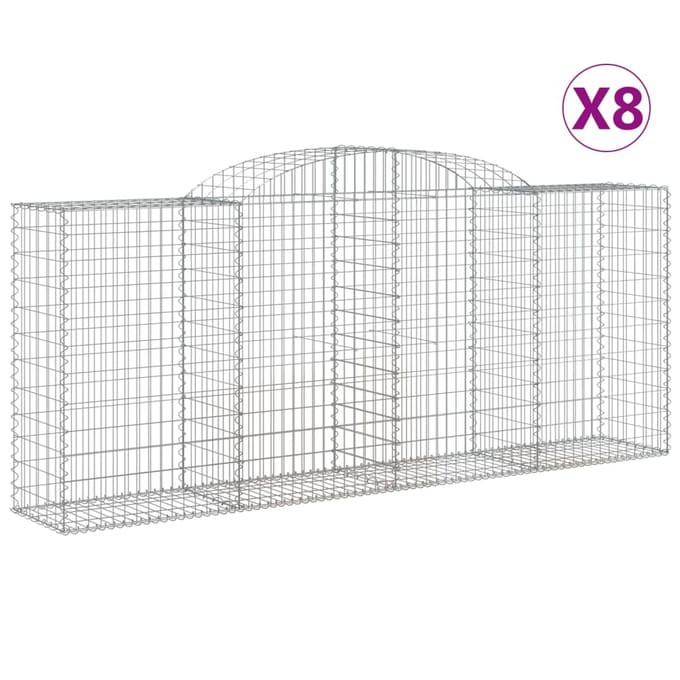 vidaXL - Schanskorven - 8 - st - gewelfd - 300x50x120/140 - cm - ijzer