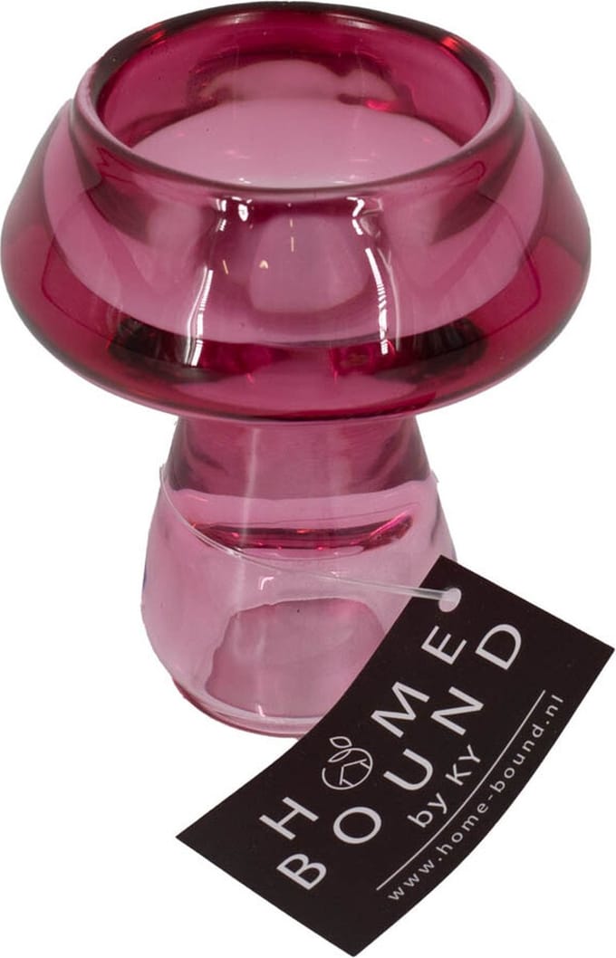 Glazen waxine- en kaarsenstandaard roze