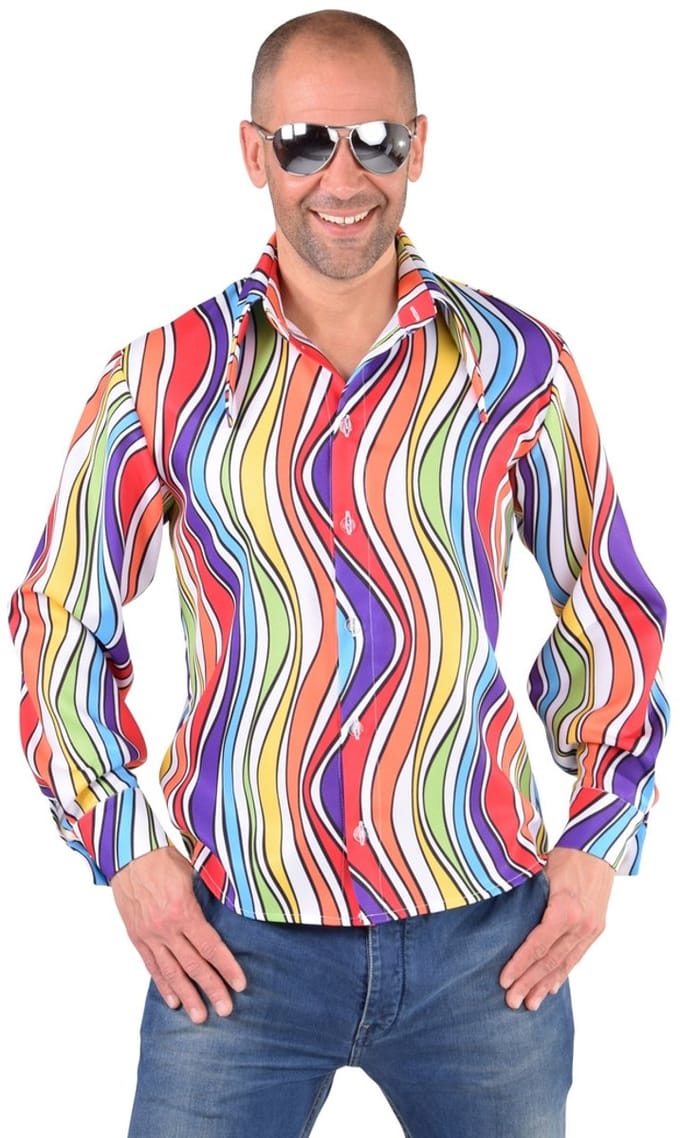 Hippie blouse rainbow waves - Maat 48