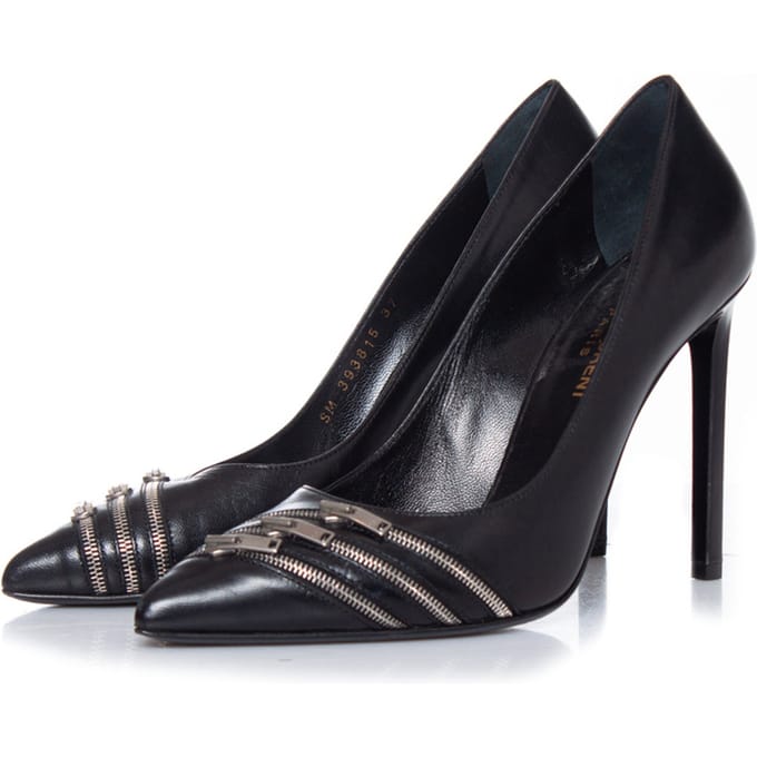 Saint Laurent Zwarte leren pumps met rits