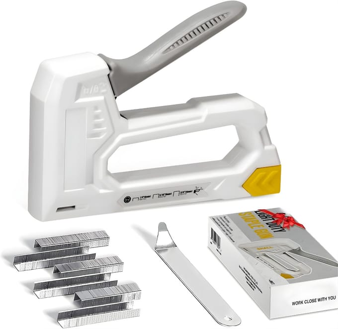 AHD® Nietpistool - Tacker - Spijkerpistool - Handtacker - Wit - 22cm x 11cm x 3cm