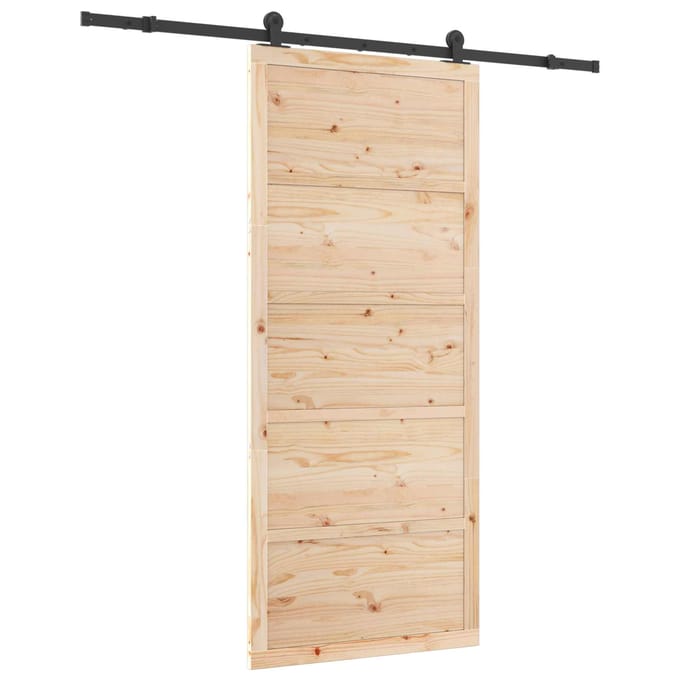 vidaXL - Schuifdeur - 100 - x - 208 - cm - Massief - grenenhout - Naturel