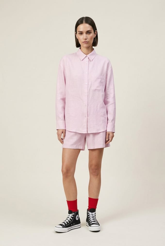 Linen Oversized Shirt Cherry Blossom