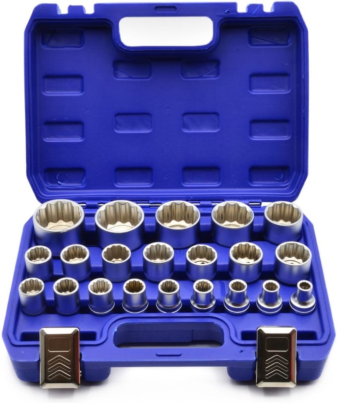 GEKO 21-delige doppenset - 12-punts - 8-36 mm - duurzaam chroom vanadium staal