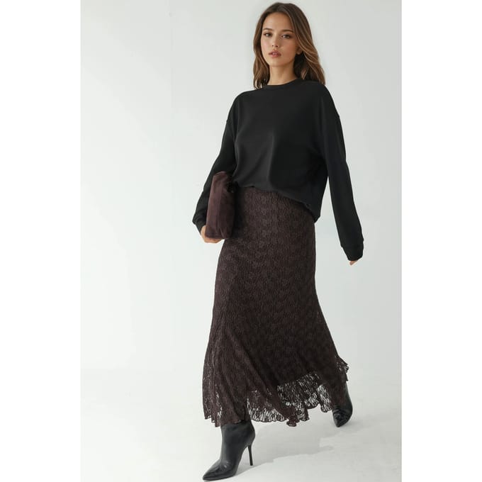 Hoge Taille Kanten Maxi Rok