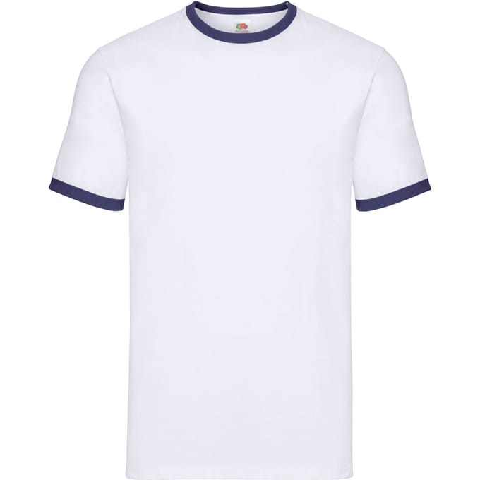 Fruit of the Loom Heren Ringer 160 T-Shirt (Wit/Zwaar)