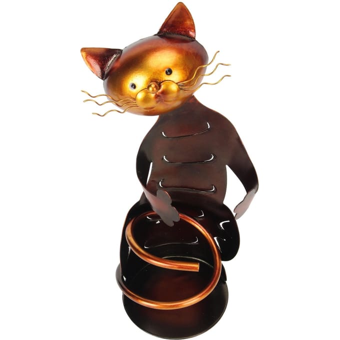 Katten Wijnrek Metaal Decoratief Katvormig Wijnfleshouder Standaard Wijnfleshouder Sculptuur voor black