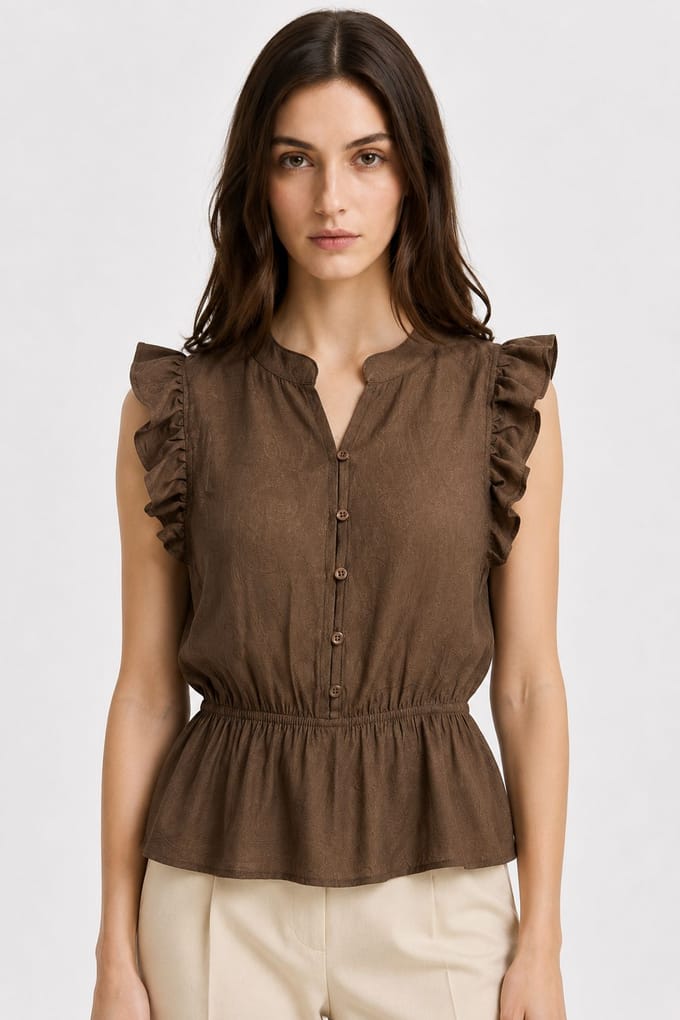 Textured Jacquard Peplum Blouse