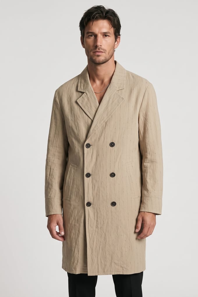 John Varvatos Easy Fit Db Coat With Wel Hemp Größe: 48 | Trench Coats Outlet | Herren | Weiß