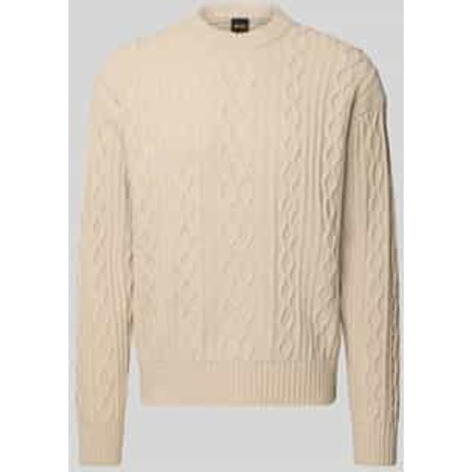 Regular fit gebreide pullover van pure scheerwol, model 'KABLETO'