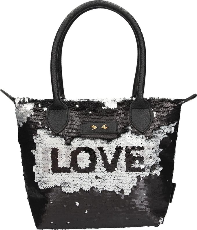 Trend love handtas, met strijkpailletten